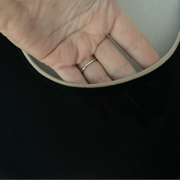 LOGO by Lori Goldstein Stretch Jersey Knit Black/Beige  Loungewear Tunic Size M - Picture 5 of 7